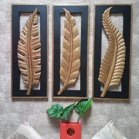 30 Inches Brass Leaf Wall Hanging (Set of 3)