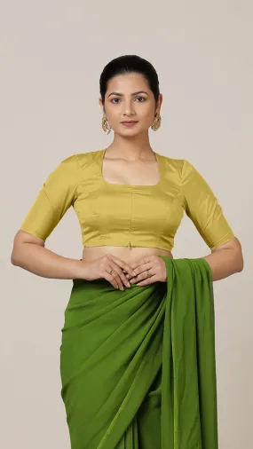 Aziza x Rozaana | Elbow Sleeves Saree Blouse in Lemon Yellow