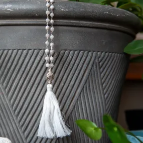 Bali Mala Bead Necklace w/Tassel (8mm)- Howlite