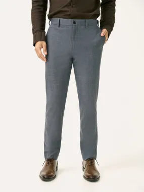 Blue Grey Checkered Slim Fit Stretch Formal Pant