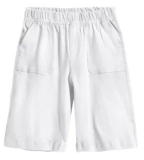 Boys Soft Cotton UPF 50  3 -Pocket Jersey Shorts | White