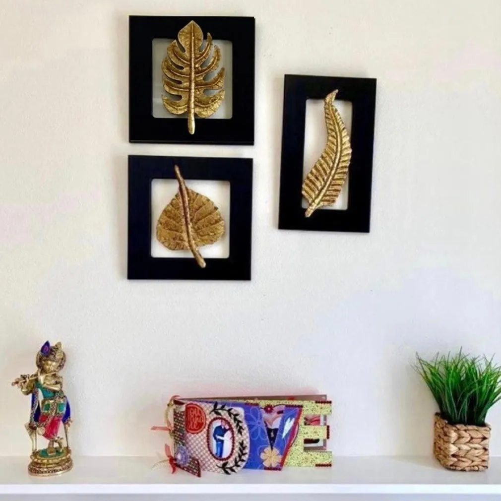 Brass Leaf Wall Hanging (Set of 3)