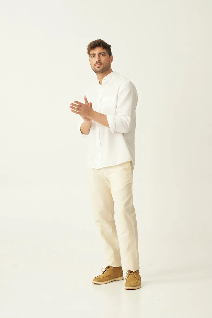 Chalk White Linen Pants