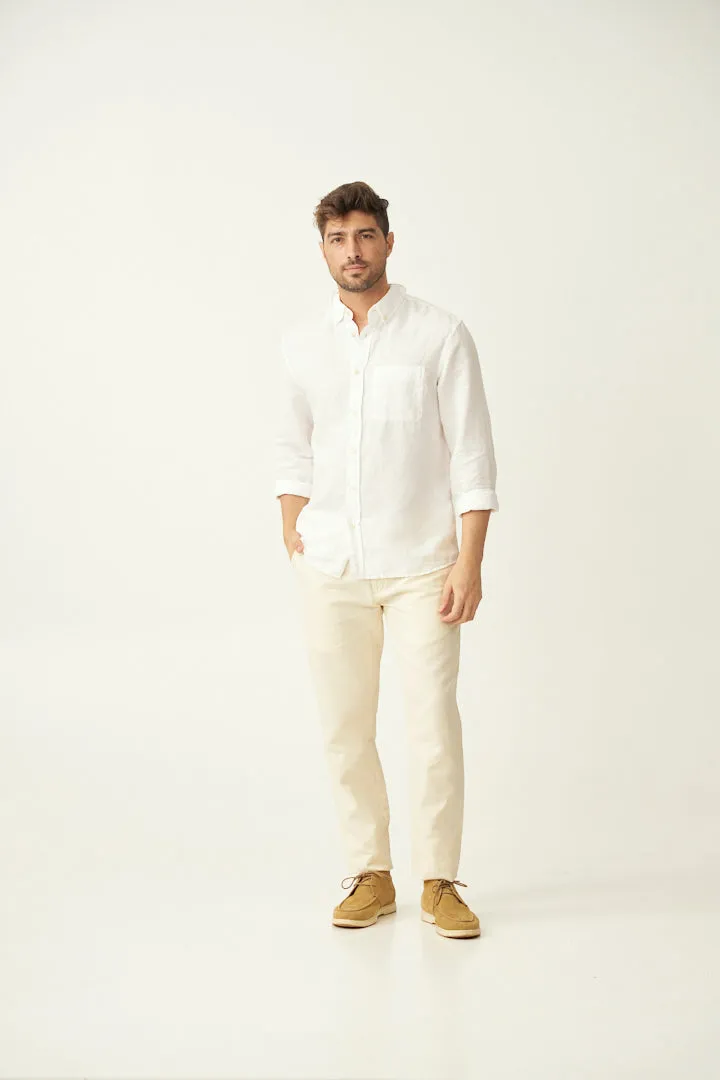 Chalk White Linen Pants