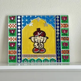 Ganesha Lippan Art Wall Hanging - Clay Mirror Wall Decor