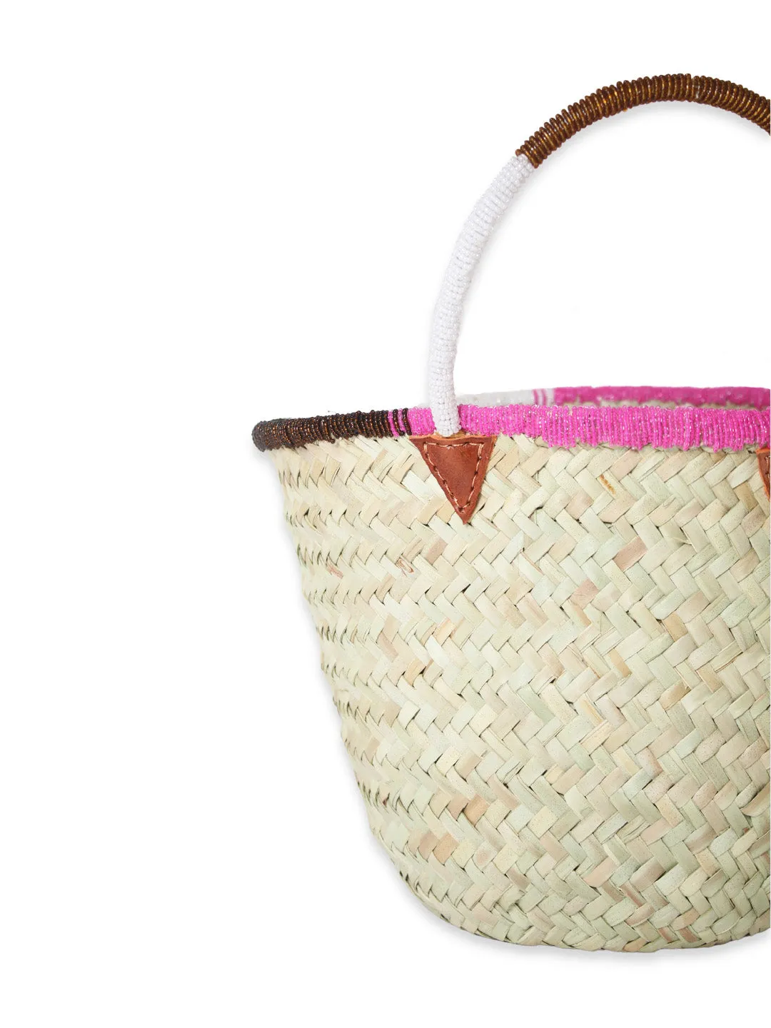 Kenyan beaded straw basket