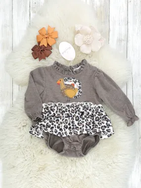 Leopard Ruffle Turkey Romper