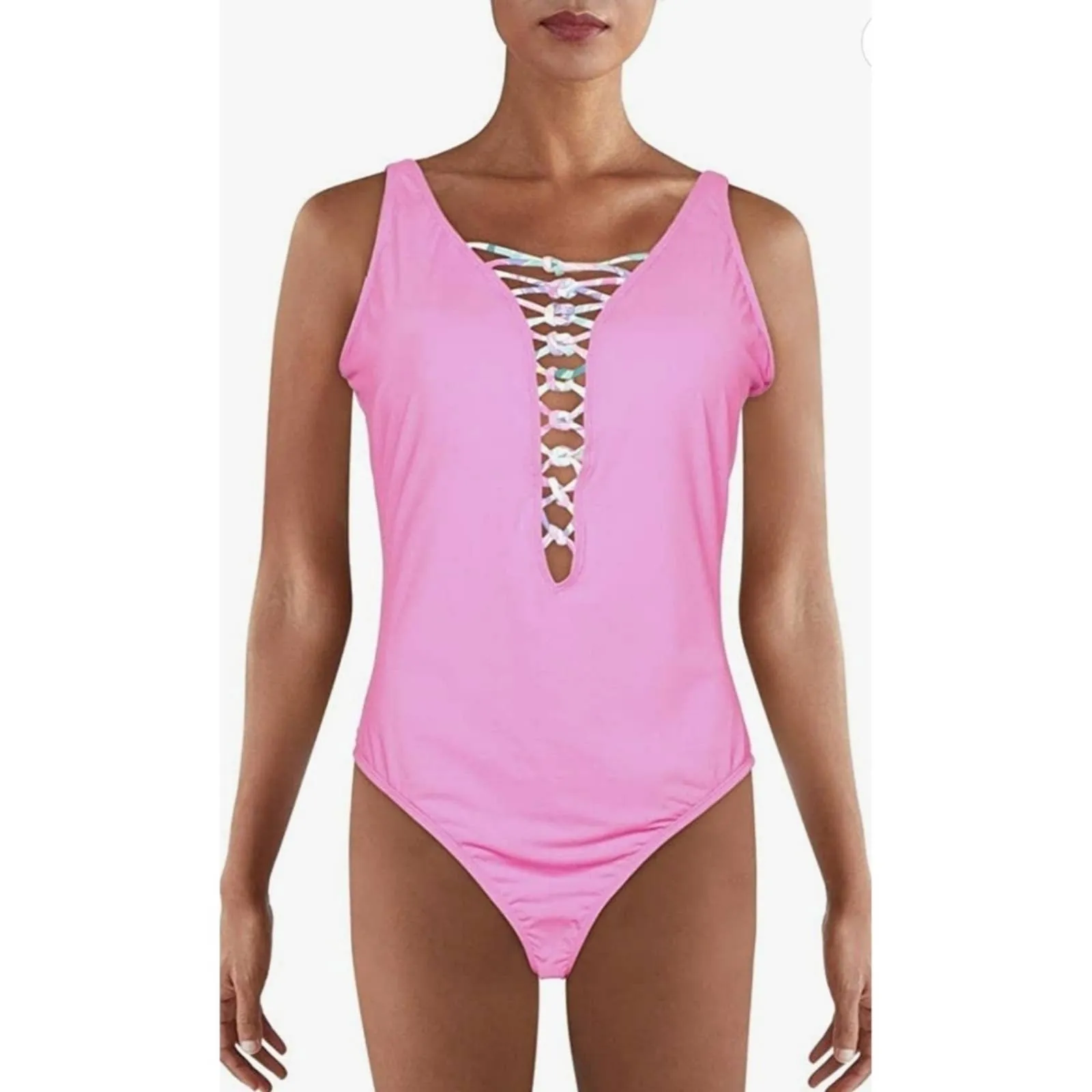 Lilly Pulitzer Isle Lattice One-Piece Swimsuit Pink Starburst