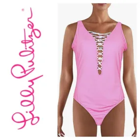 Lilly Pulitzer Isle Lattice One-Piece Swimsuit Pink Starburst