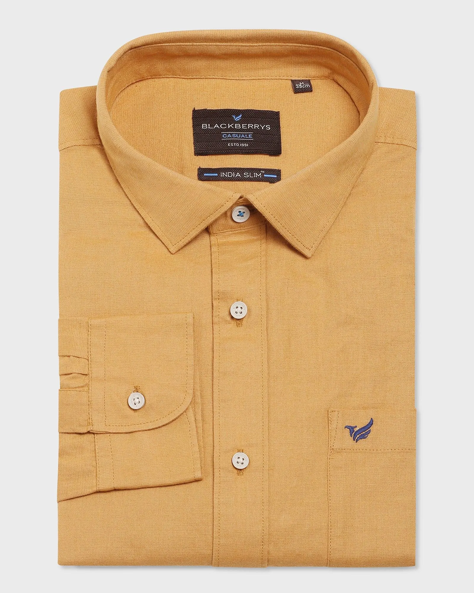 Linen Casual Ochre Solid Shirt - Lang