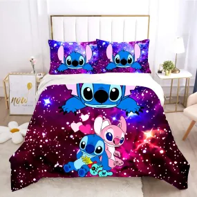 LUSTROVA 3 Pcs Cute Anime Cartoon Comforter Bed Sets with 1 Quilt Cover 2 Pillowcases 3D Printed Lightweight Bedding Sets Gifts for Girls Boys Kids Adults 68X90, Twin