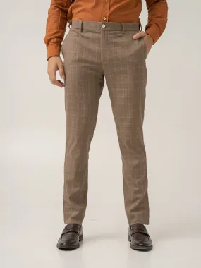 Maple Brown Checks Formal Pants