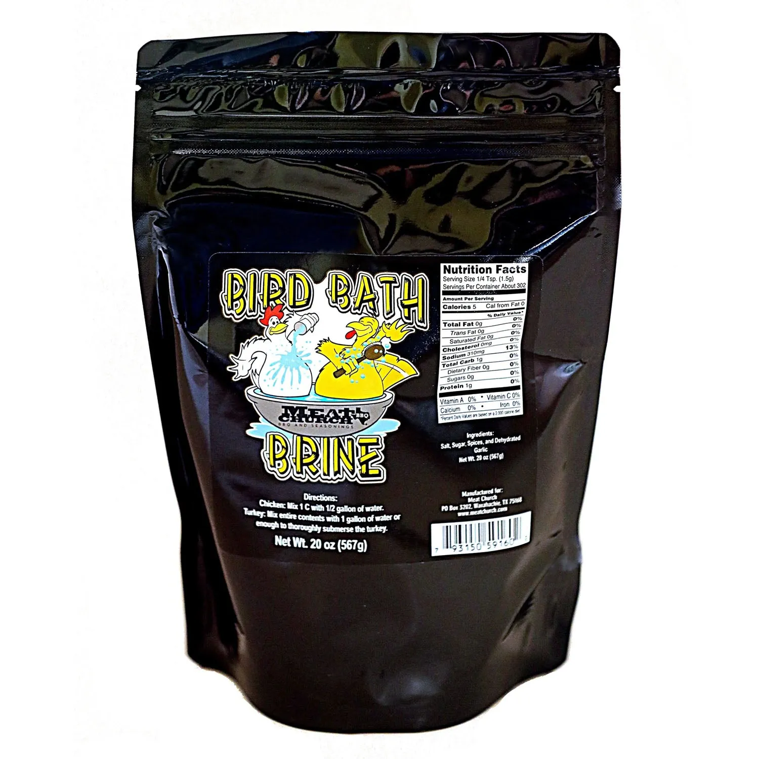 Meat Church Bird Bath Poultry Brine Chicken Turkey20 Oz 1.25 lb Resealable Bag