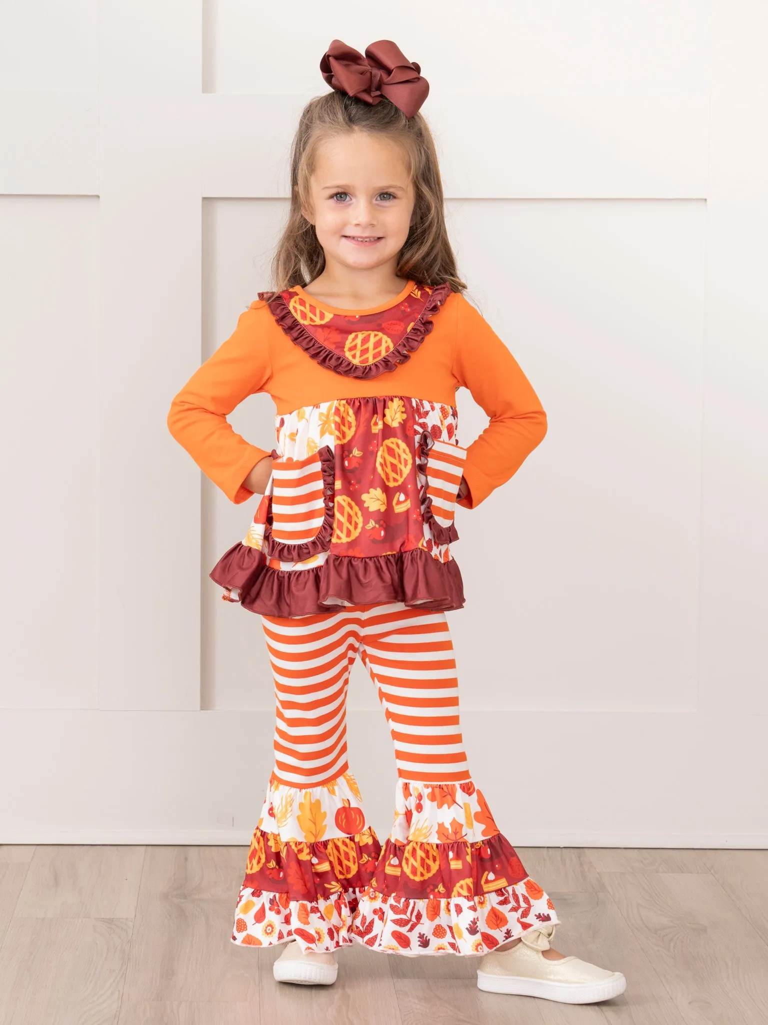 Orange Sweet Autumn Pie Ruffle Outfit