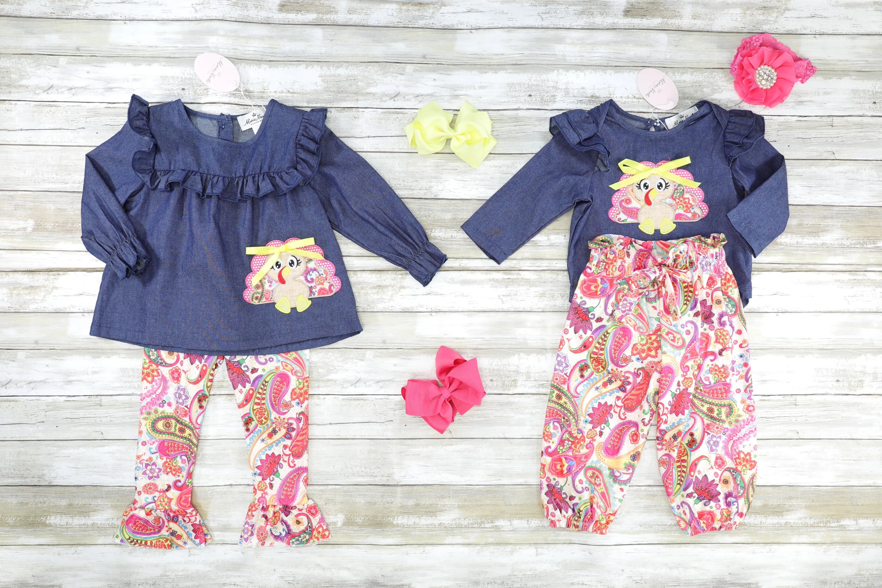 Pink Paisley Turkey Ruffle Outfit