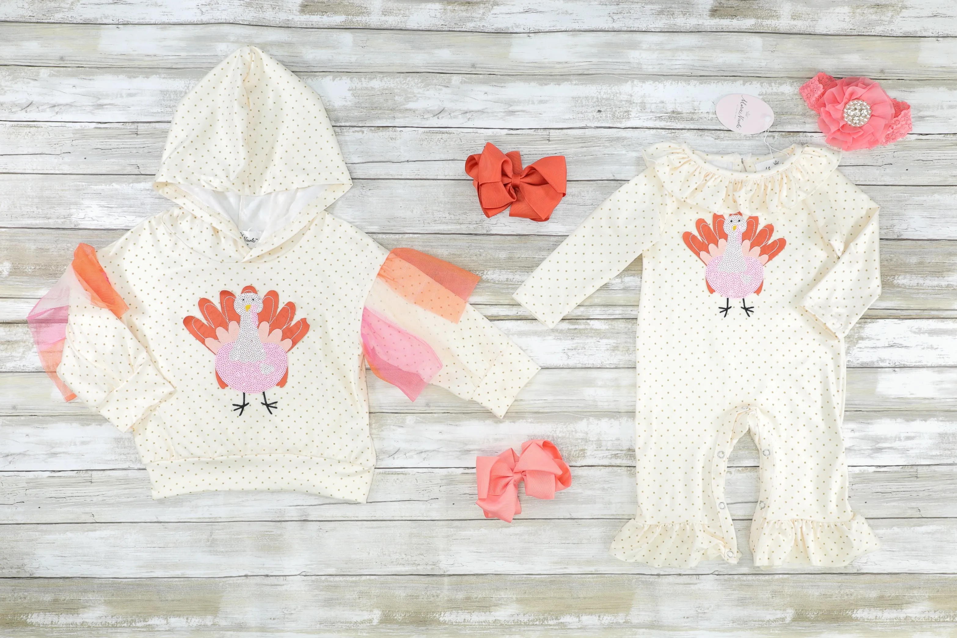 Pink Polka Dot Turkey Tulle Hoodie