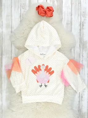 Pink Polka Dot Turkey Tulle Hoodie