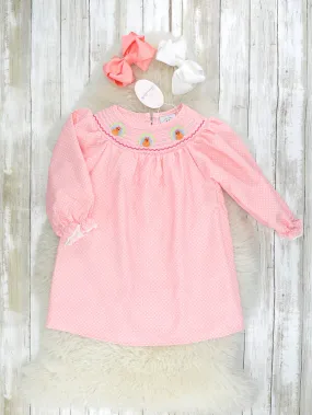 Pink Smocked Polka Dot Turkey Dress