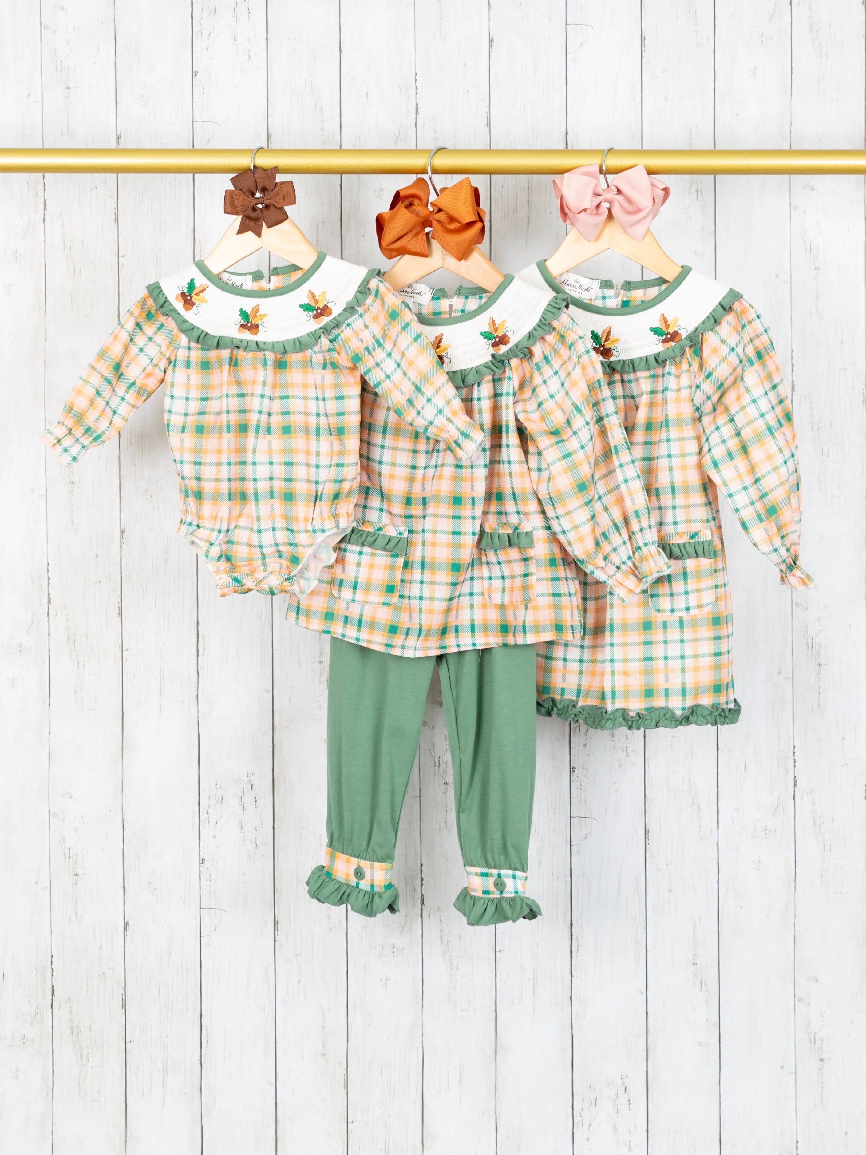 Plaid Acorn Smocked Dress