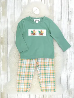 Plaid Acorn Smocked Outfit