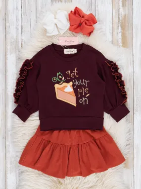 Pumpkin Pie Ruffle Outfit w/ Suede Skirt