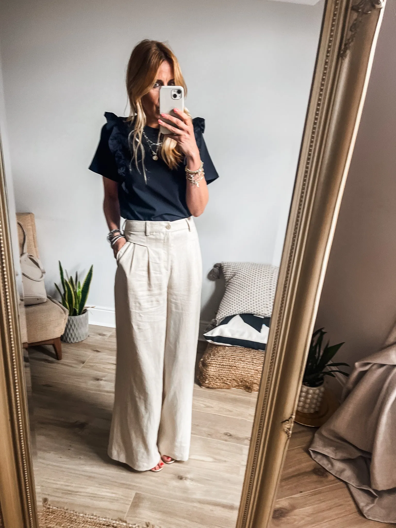 Saint Tropez Estelle Linen Wide Leg Trousers PREMIUM BRAND