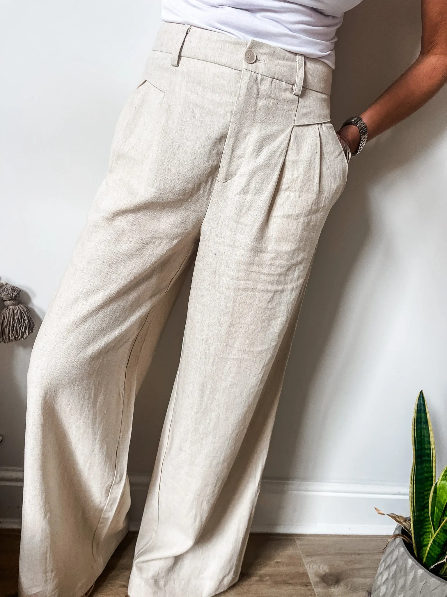 Saint Tropez Estelle Linen Wide Leg Trousers PREMIUM BRAND