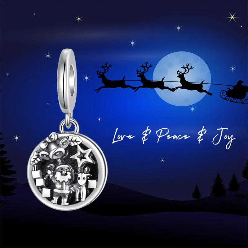 Sterling Silver Personalized Santa Claus Snowflake Snowman & Reindeer Photo Charm