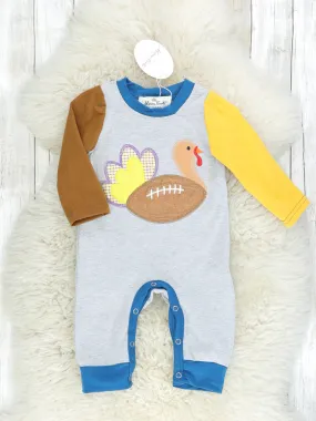 Turkey Football Long Sleeve Romper