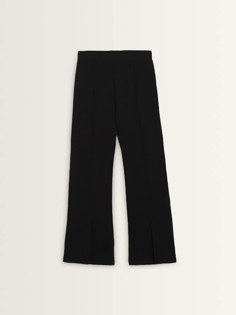 Wardrobe Black Bootcut High-Rise Trousers