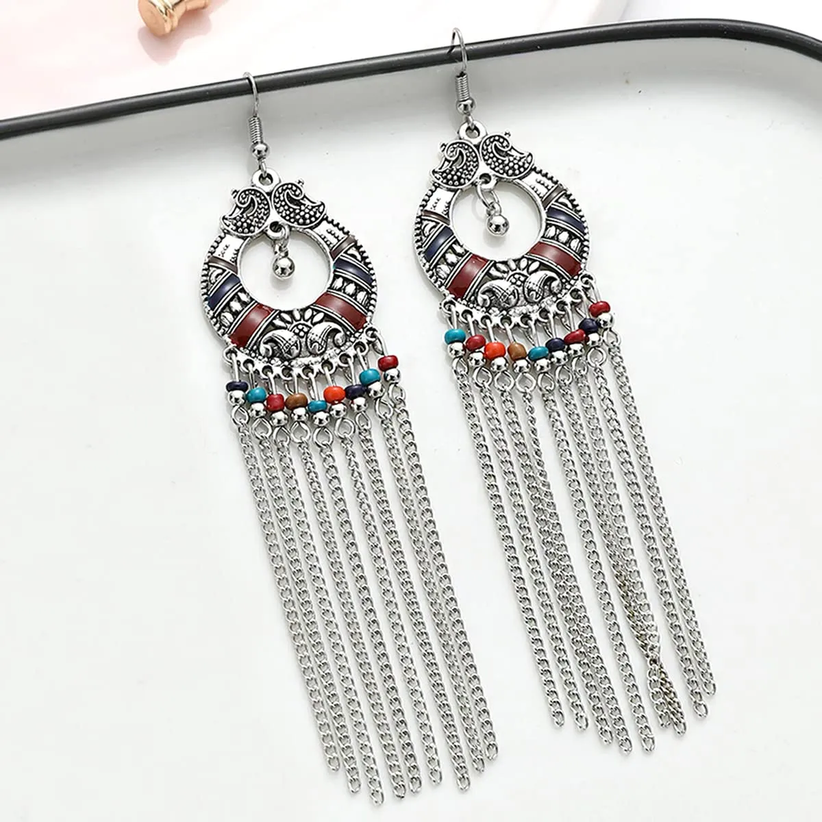 Yellow Chimes Earring For Women Boho Multicolor Beaded Tassel Drop Dangler Earring For Women and Girls (ER 5)