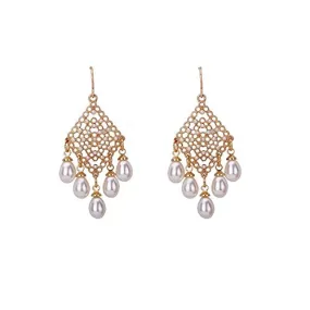 Yellow Chimes Latest Trand Pearl Hanging Gold Plated Tassel Dangler's Earrings For Women and Girl's